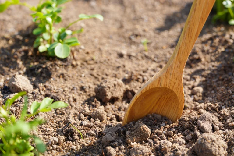 enterrer cuillere bois jardin