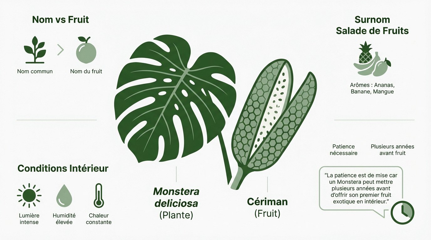 Fruit de Monstera deliciosa appelé cériman ressemblant à un épi de maïs vert
