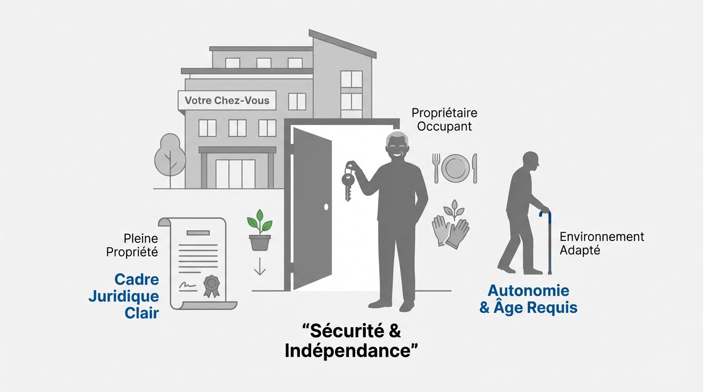 Senior autonome en sécurité dans son appartement