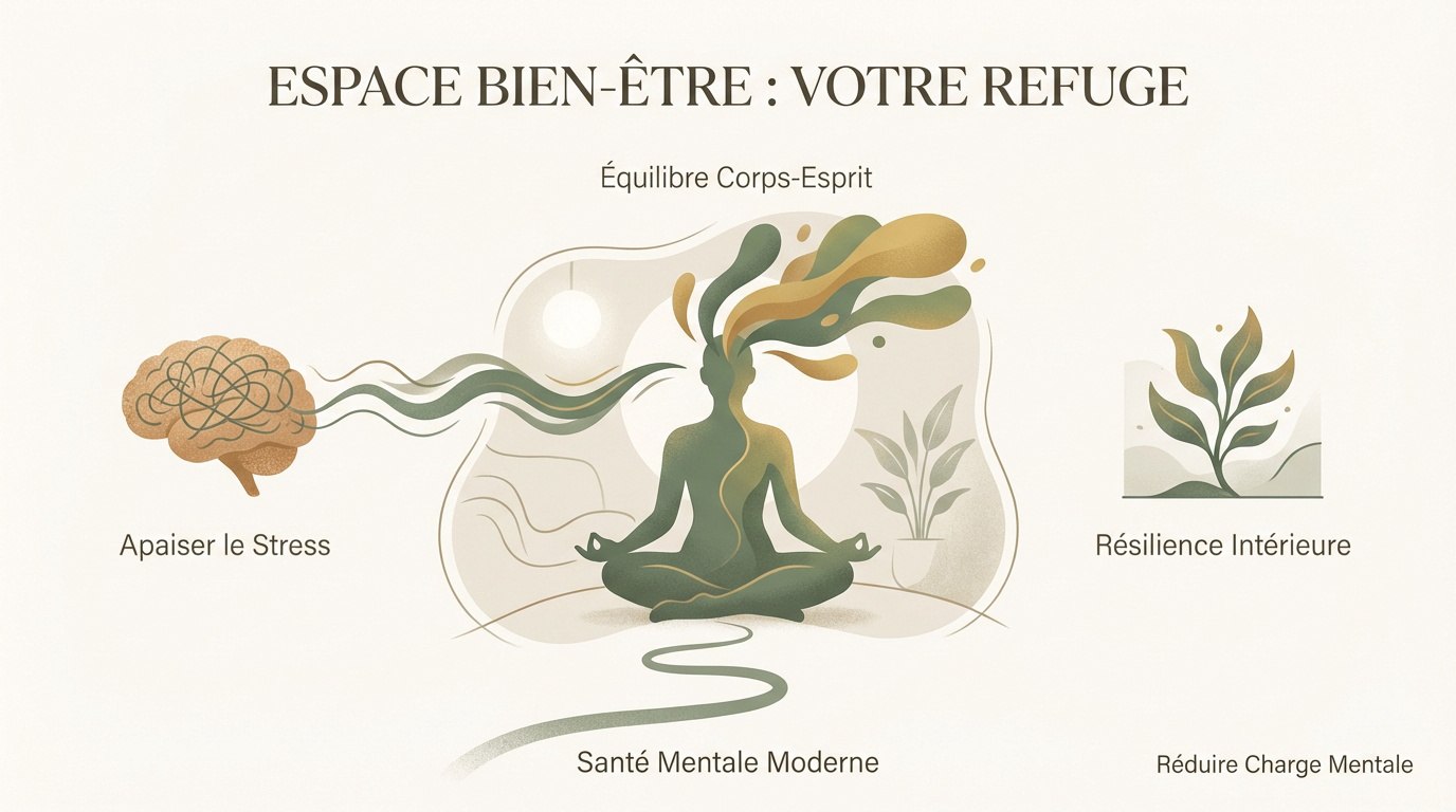 Un coin bien-être lumineux et épuré avec des plantes et des matières naturelles