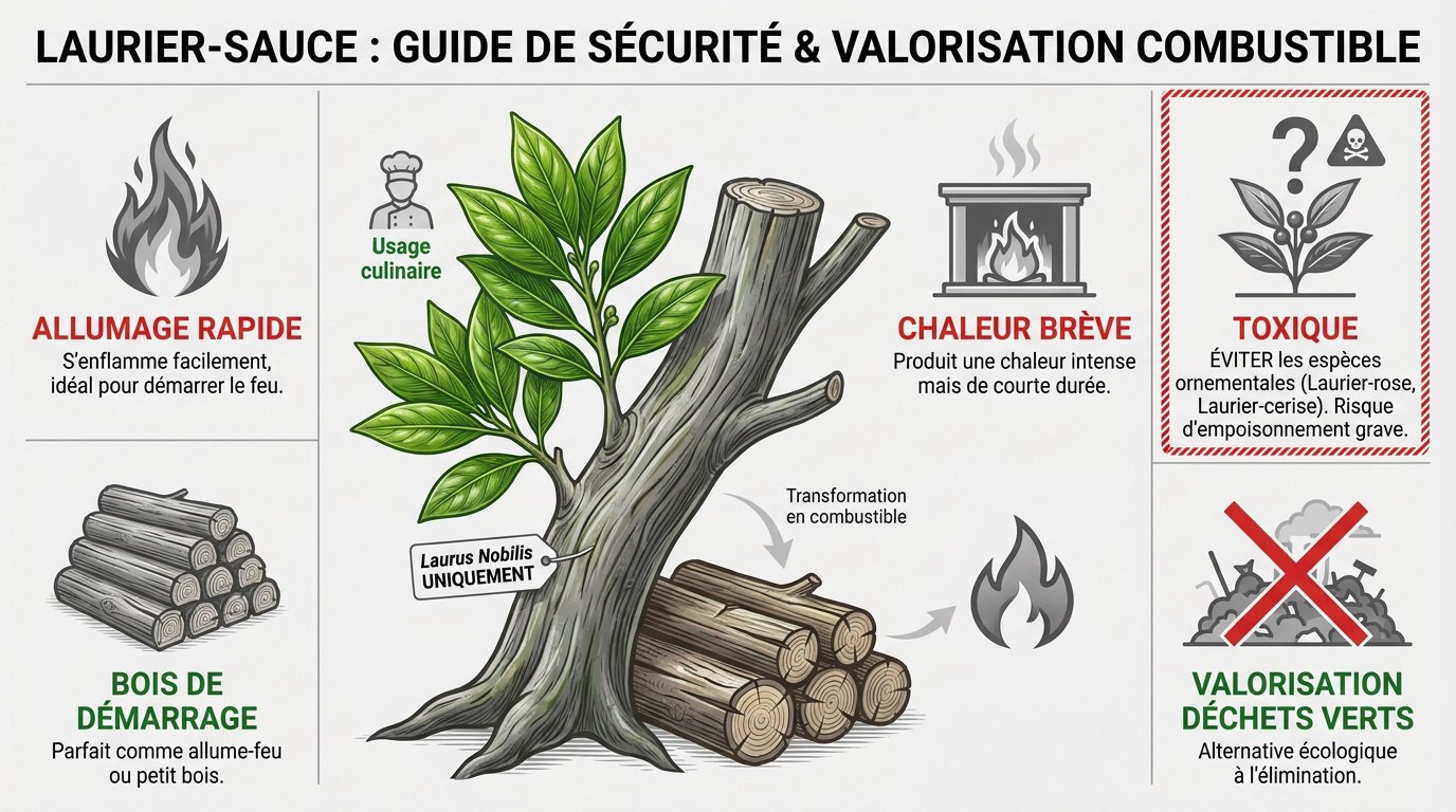Bûches de laurier-sauce prêtes pour le chauffage domestique