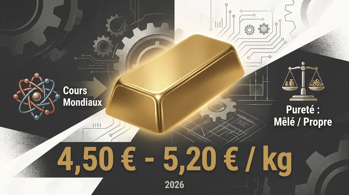 Lingot de laiton doré illustrant la pureté et les cours mondiaux des métaux