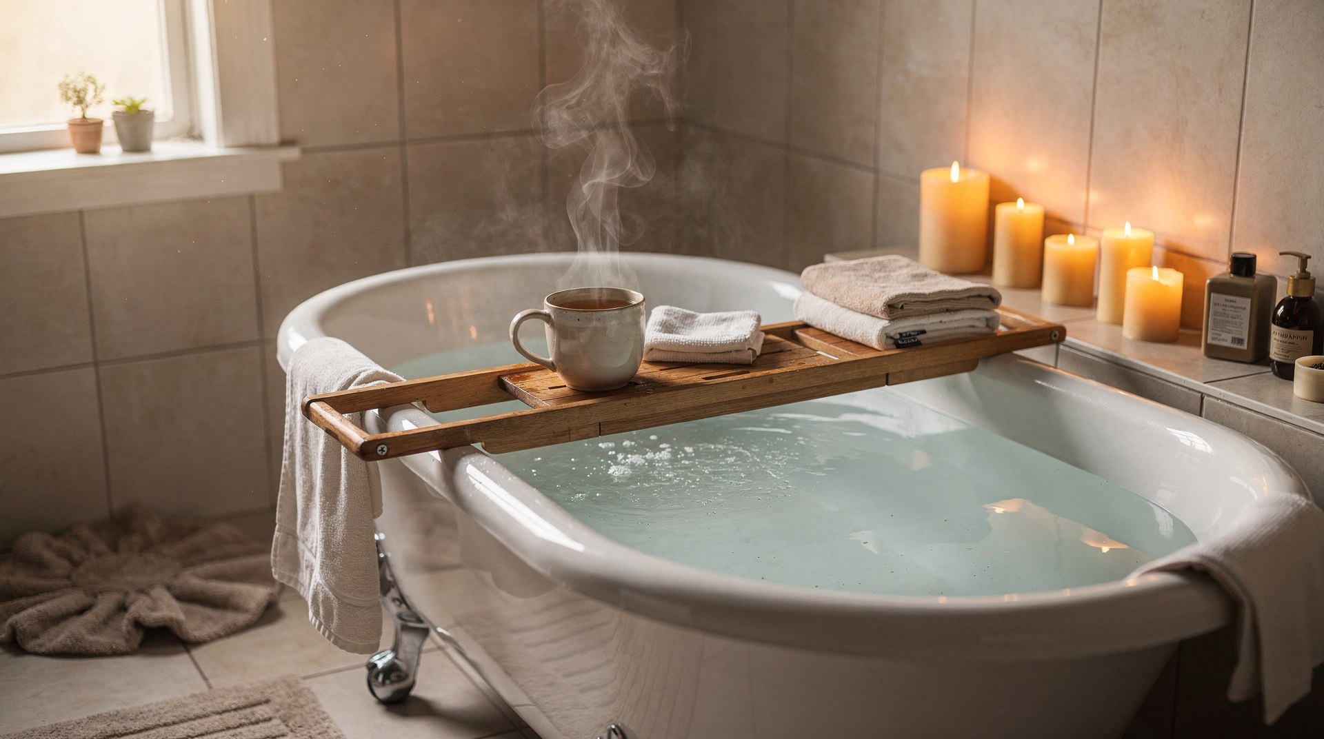 Bain chaud tisane soirée détente