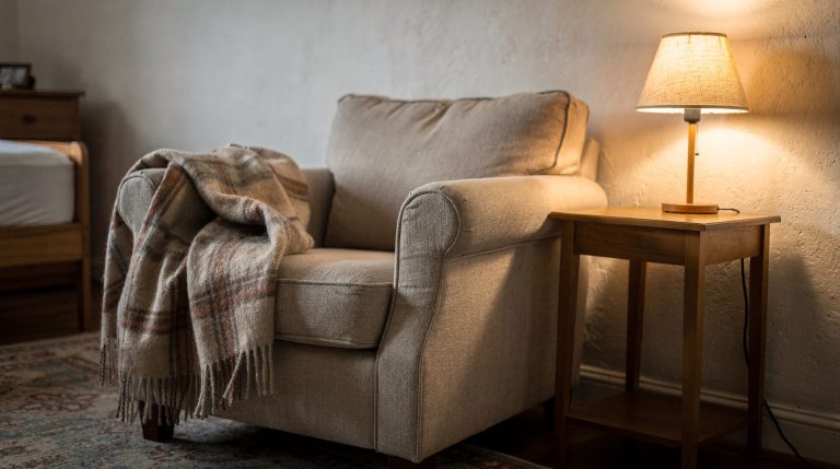 Fauteuil d'allaitement dans un coin de chambre douillet